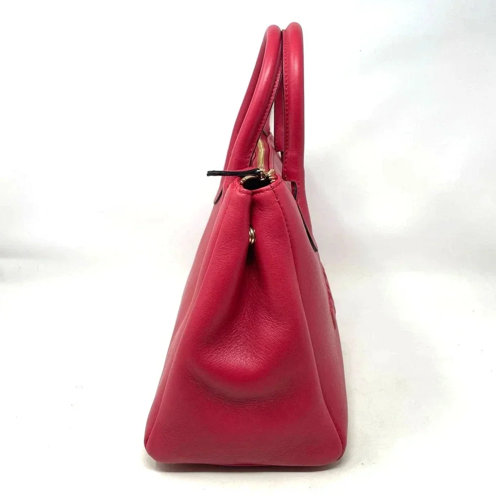 Mario Valentino Ally Leather Embossed Satchel Crossbody Bag Lipstick‎ Red